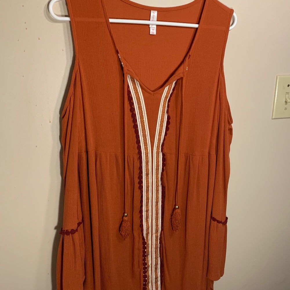 Orange Long Cut-Out Sleeve Midi Dress